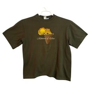 Punch Design Memories of Africa T Shirt Safari Animals Embroidered Graphic Tee M